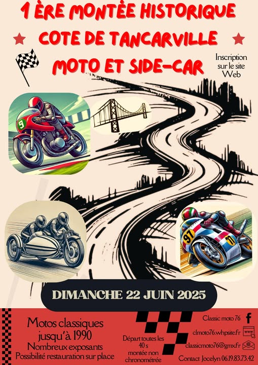 1ère montée historique moto et side-car de Tancarville le 22 juin 2025