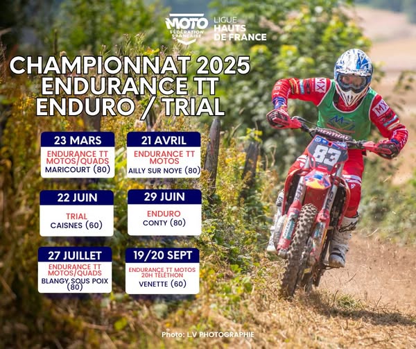 Championnat Hauts de France 2025 Endurance TT Moto et 20h Téléthon à Venette (60)
