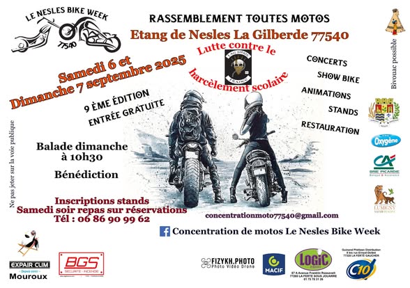 Rassemblement toutes motos Le Nesles Bike Week